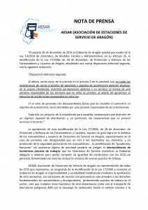 Nota de Prensa Información para Estaciones de Servicio 